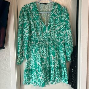 Zara Smocked Waist Ruffle Hem Mini Dress Size XL